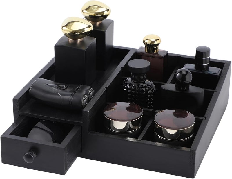 Forest Angle Organizer For Men,Bathroom Countertop Organizers,Perfume Organizer,Cologne Organizers,Bathroom Storage,Perfume Stand,Gifs For Men,Mens Valentines Day Gifts,Adjustable Partition(Black) - Image 1